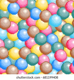 Vector illustration of lollipops or candy background. Pixel art