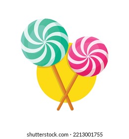 Vector Illustration Lollipops Colorful Style
