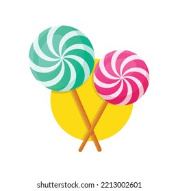 Vector Illustration Lollipops Colorful Style