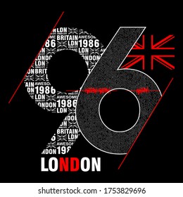 Vector illustration London 96. Vintage design. Grunge background. 