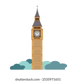 Ilustración vectorial Londres Big Ben Building. fondo aislado. ubicación del viaje