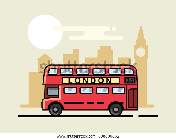 Vector\
illustration of london bus flat\
design