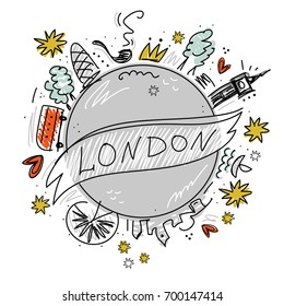 Vector illustration, London. Postcard, poster, print, label.