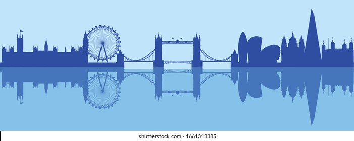 Ilustración vectorial de la silueta del perfil de Londres