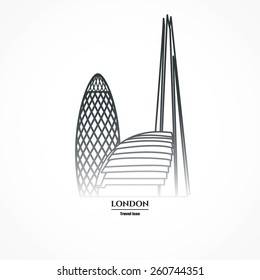 Vector Illustration of London Skyscraper Icon Outline for Design, Website, Background, Banner. Travel Britain logo Downtown Landmark Element Silhouette Template for Tourism Flayer