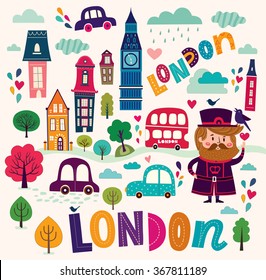 Vector illustration with London symbols