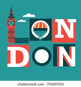 vector illustration of London with symbols of London