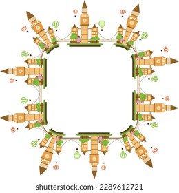 Vector Illustration of London tower Bridge Frame Background