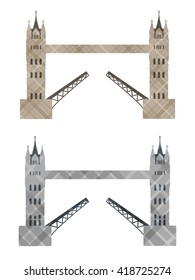 Vector illustration of London Tower Bridge clipped from plaid fabric