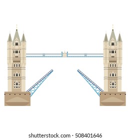 Vector illustration London tower bridge icon. United Kingdom landmark