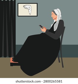Vector illustration of loneliness among the silent generation and baby boomers.