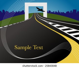 Vector illustration of a lonely highway with sample text