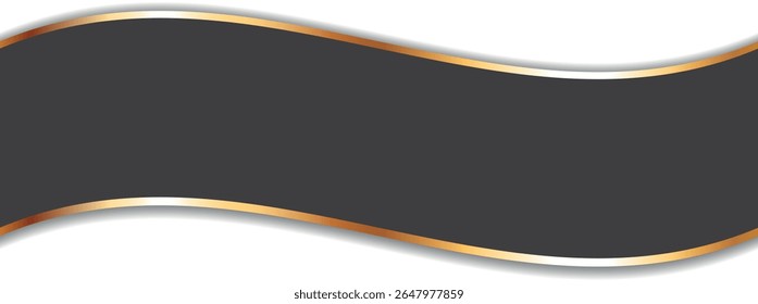 Ilustración vectorial de Anuncio de cinta larga de color negro con marco de oro