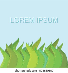 Vector illustration long color grass, banner background for text. Flat style.  