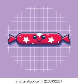 Vector illustration of long cute candy. Isolated candy concept. Flat cartoon style. Suitable for stickers, web landing pages, icons, banners, and more.
