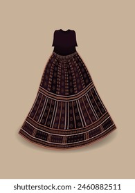 Vektorillustration von Long Frock Maxi Abschlussball Kleid Details für verschiedene Anlässe und Veranstaltungen, Lady Fashion Party Frock Silhouette von lässigem Sommer Maxi Kleid