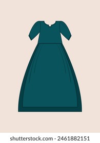 Vektorillustration von Long Frock Maxi Abschlussball Kleid Details für verschiedene Anlässe und Veranstaltungen, Lady Fashion Party Frock Silhouette von lässigem Sommer Maxi Kleid