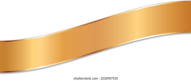 vector illustration of long gold colored ribbon banner with gold frame	
