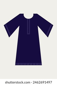 Vector illustration of Long gown shirt dress details for various occasions and events, lady fashion party casual shirt silhouette for summer