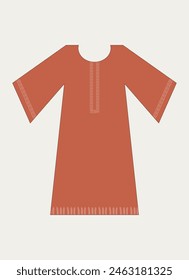 Vector illustration of Long gown shirt dress details for various occasions and events, lady fashion party casual shirt silhouette for summer