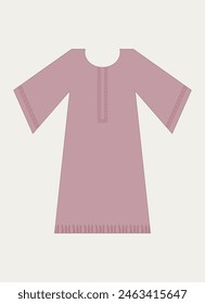 Vector illustration of Long gown shirt dress details for various occasions and events, lady fashion party casual shirt silhouette for summer