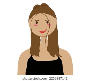 vector illustration of a long haired cartoon woman that can be used for anything