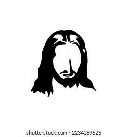 vector illustration of long haired man silhouette