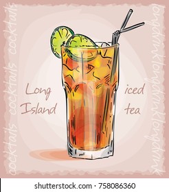 Vector Illustration Of Long Island Iced Tea Cocktail