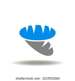 Vector illustration of long loaf bread. Icon of food, nutrition. Symbol of bakery. Sign of baguette.