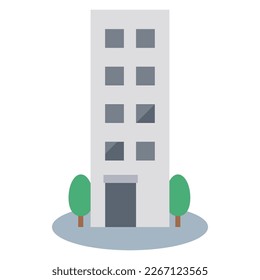 Vector illustration of long and narrow building