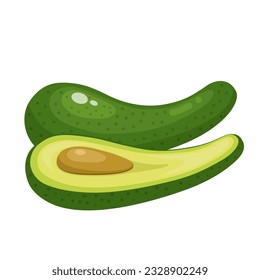 Vector illustration, long neck avocado, isolated on white background.