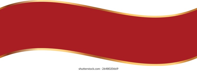 vector illustration of long red colored ribbon banner with gold frame