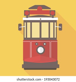 Vector illustration long shadow flat icon of  istanbul street railway