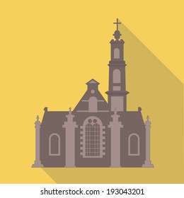 Vector illustration long shadow flat icon of  noorderkerk