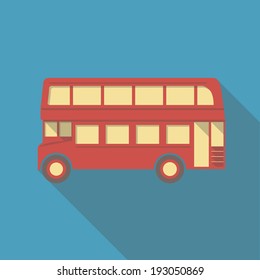 Vector illustration long shadow flat icon of london bus