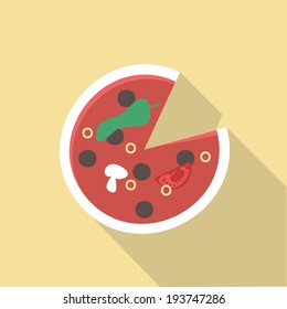 Vector illustration long shadow flat icon of pisa