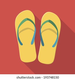 Vector illustration long shadow flat icon of flip flops