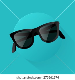 Vector illustration long shadow flat icon of glasses