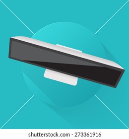 Vector illustration long shadow flat icon of computer display