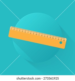 Vector illustration long shadow flat icon of ruler