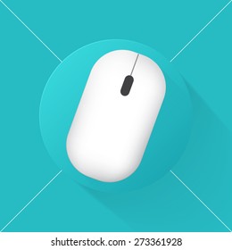 Vector illustration long shadow flat icon of computer mouse