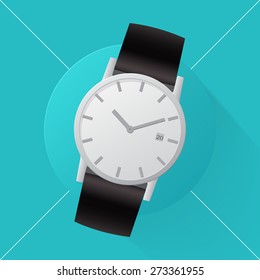 Vector illustration long shadow flat icon of clock