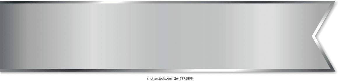 vector illustration of long silver colored ribbon banner with silver frame