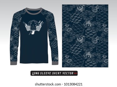 Vector illustration of long sleeve shirt japanese graphics, vectors