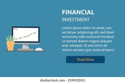 vector illustration long term investment, time investing, success takes time, growth profit, financial innvesting, candle stick graph, goal investment, website banner investment