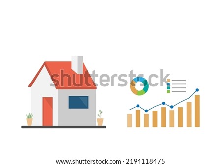 vector illustration long term investment, growth asset, real estate investing, house loan, value asset, growth profit, house rental