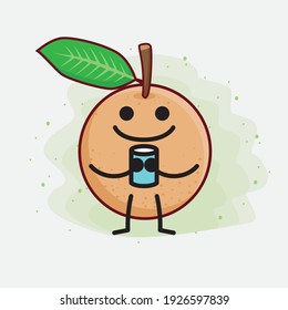 Vektorgrafik des longanischen Fruchtzeichens mit süßem Gesicht, einfachen Händen und Beinlinien auf isoliertem Hintergrund. Flacher Cartoon-Doodle-Stil.