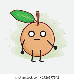 Ilustración vectorial del personaje de la fruta de Longan con cara linda, manos simples y líneas de piernas en fondo aislado. Estilo de dibujo animado plano.