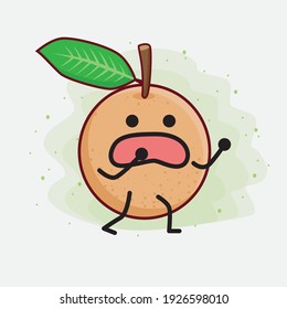 Vektorgrafik des longanischen Fruchtzeichens mit süßem Gesicht, einfachen Händen und Beinlinien auf isoliertem Hintergrund. Flacher Cartoon-Doodle-Stil.