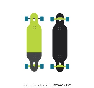 Vector illustration of longboard top and bottom view
